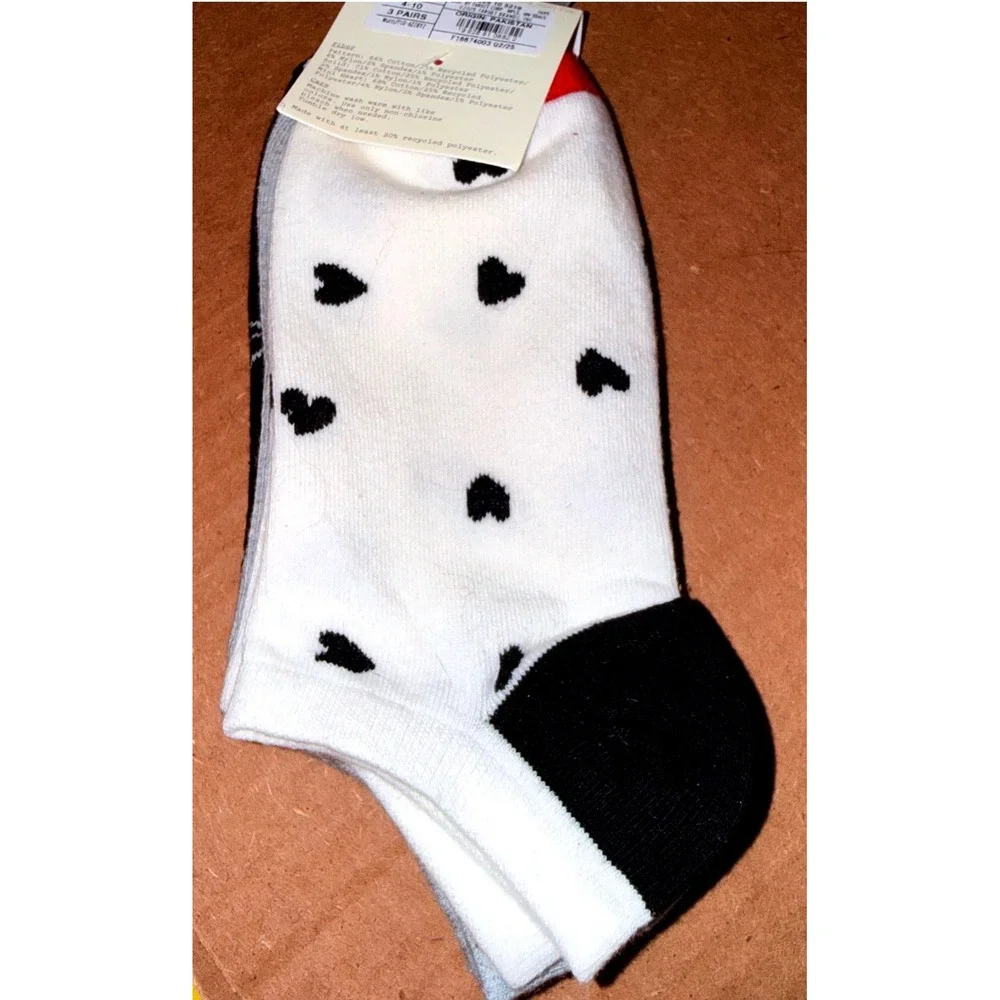A New Day Low-Cut Socks Women Size 4-10 NEW 3 Pairs Bow Heart Cotton Blend